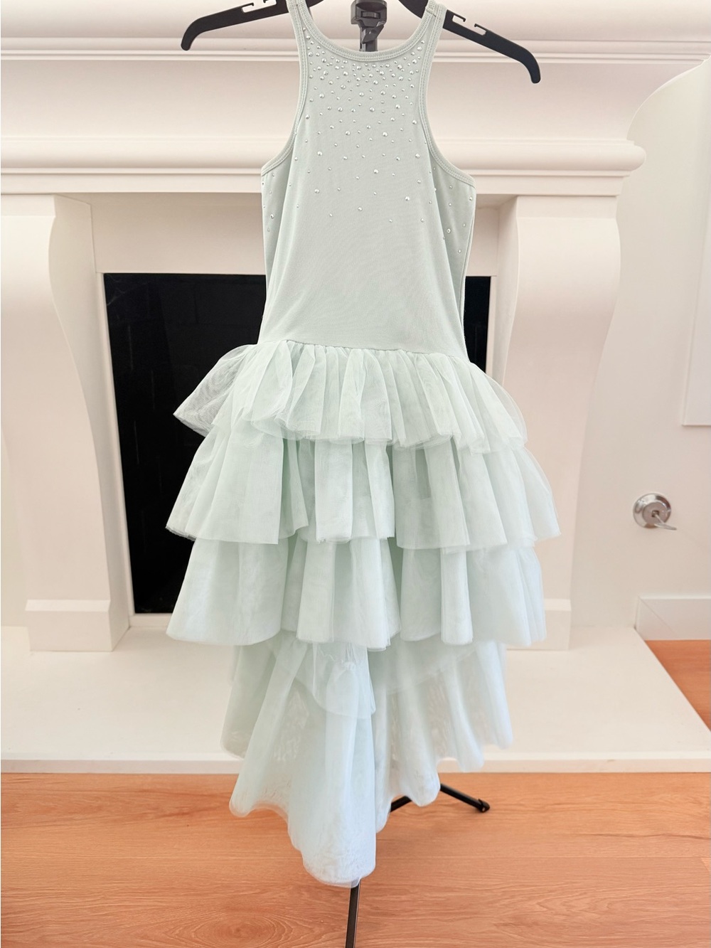 Ooh! La, La! Couture Mint Layered Tulle Tiered/ Hi- Lo Dress- Girls 10